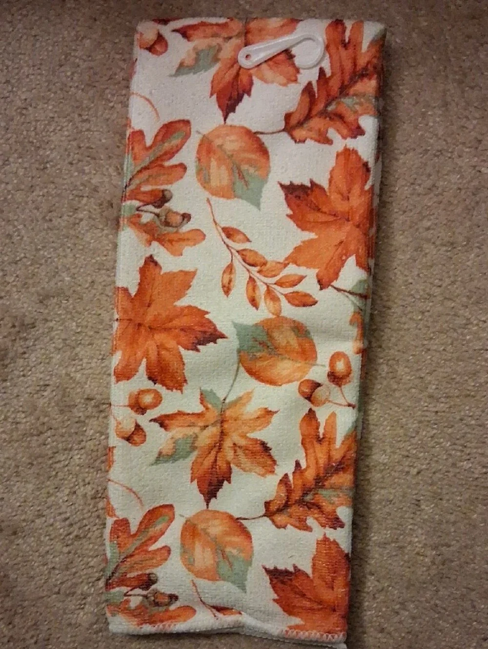 Home Collection Orange and Cream Autumn Leaf Microfiber Towel